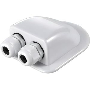 Waterdichte invoerschroefverbinding voor zonnekabel dakdoorvoer IP68 waterdicht ABS zonne-energie dubbele kabeldoorvoer voor zonnepanelen op de camper (wit)