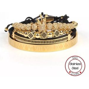 Soraro Roman Kroon Zirkonia Armbanden | Gouden Armbanden | Armband Mannen | Armband Heren | Cadeau voor Man | Mannen Cadeautjes | Vaderdag | Vaderdag Cadeau