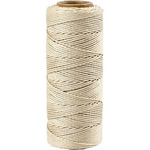 Bamboekoord - Bamboetouw - Off-White - Gedraaid Koord 100% Bamboe - Dikte 1 mm - 65 mtr - 1 Rol - Incl. Gift