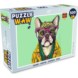 Puzzel Hond - Hippie - Dieren - Bril - Legpuzzel - Puzzel 500 stukjes