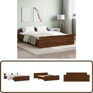 vidaXL Bedframe 140x200 cm - Bruin eiken design Bruin Houten Bed Frame - Tweepersoons Bed - Boxspring Bed - Slaapcomfort - Luxe Bed