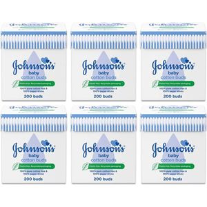 Johnson & Johnson Baby katoen Wattenstaafjes - 6 x 200stuks - voordeelverpakking