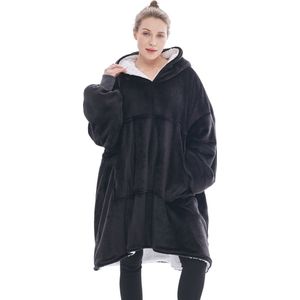 JAXY Hoodie Deken - Snuggie - Snuggle Hoodie - Fleece Deken Met Mouwen - 1450 gram - Hoodie Blanket - Zwart