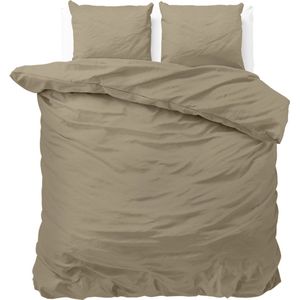 Luxe dekbedovertrek Devereaux taupe - 200x200/220 (tweepersoons) - zacht en fijne kwaliteit - stijlvolle uitstraling - met handige drukknopen