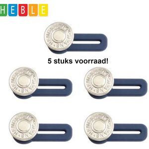 *** Premium Knoopsgat Verlenger 5 Stuks Zilver - Broekverbreder - Jeans Broek Verbreder - Broekverbredende Knoop - Zwanger Buikband - Zwangerschapsbroek Verbreder - van Heble® ***