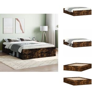 vidaXL Bedframe - Bedframe - Bed - Bedbodem - Bedframe gerookt eikenkleurig 135x190 cm Double