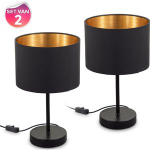 B.K.Licht - Set van 2 Bedlampen - zwart goud - E27 - excl. lichtbron