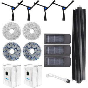 11 stuks reserveonderdelen vervangende accessoires set voor Ecovacs Deebot X2 / X2 Omni / X2 Pro / DEX86 stofzuiger reserveonderdelen, 1 hoofdborstel, 4 zijborstels, 2 hepa-filters, 2 stofzakken, 2 dweildoeken