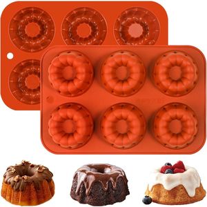 Mini Fruit Basisvorm Siliconen Kleine Bundt Cakevorm Pack van 2 Bundt Cakevorm 7cm 6 Kleine Cakevorm met Anti-aanbaklaag Cake Basisvorm Taartvorm