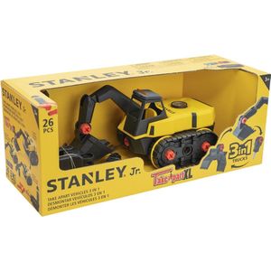 Stanley Speelgoed Graafmachine - Voor Kinderen vanaf 3 Jaar - 26 Onderdelen - Incl. Schroevendraaier en Speelgoedfiguur - STEM-Speelgoed - Zwart/Geel