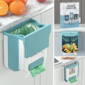 Opvouwbare hangende afvalbak met deksel, keuken, camping, 2,4 gallon, opvouwbare afvalbak, keuken, afvalbak, ophangbaar voor keuken/camping/auto/badkamer/kantoor/slaapkamer