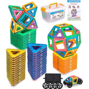 Magnetische bouwstenen, 52 delen, magnetische bouwstenen, speelgoed vanaf 3 tot 10 jaar oud, voor meisjes en jongens, magneetblokset voor Kerstmis, kinderverjaardagen.