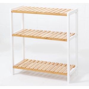 Decopatent® Schoenenrek voor 12 paar schoenen - Schoenen Rek bamboe hout met 3 etages - Opbergrek - badkamerrek - 60 x 25 x 66 Cm