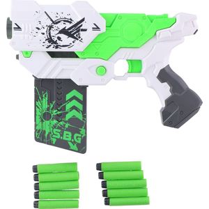 Eddy Toys Shooter Speelgoedpistool met zachte Foampijlen Wit/groen 27,5 Cm