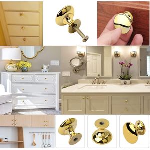 20x Goud Gepolijst Chrome Kast Hardware Ronde Paddestoel Deur Pull Handvat Knop 30mm voor Kast, Kledingkast, Kast, Lade, Slaapkamer, Badkamer Rekken Meubels ect.
