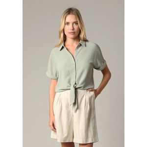 DEELUXE Geknoopte blouse met knopen, opgerolde mouwen en structuurstof S