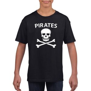 Piraten verkleed shirt zwart jongens en meisjes - Piraten kostuum kinderen - Verkleedkleding 122/128