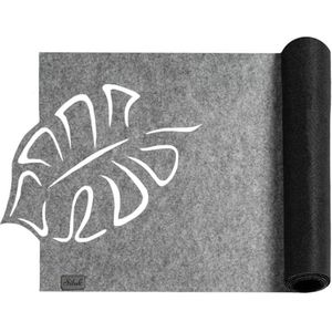 afelloper van vilt afwasbaar tafelkleed stil grijs hittebestendig vilten tafelloper tafelbescherming (zwart/grijs_bladeren, 30 x 120)
