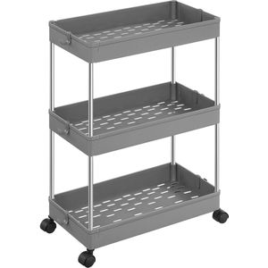 Kast op wielen 3 planken grijs - KSC009G01