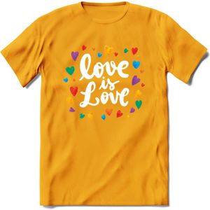 Love Is Love | Pride T-Shirt | Grappig LHBTIQ+ / LGBTQ / Gay / Homo / Lesbi Cadeau Shirt | Dames - Heren - Unisex | Tshirt Kleding Kado | - Geel - XXL