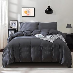 Beddengoed 220 x 240 cm 3-delige dekbedovertrekset microvezel - behaaglijk zacht - all-season beddengoedset - antraciet dekbedovertrek 240 x 220 katoenen