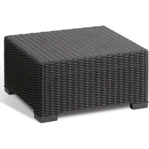 Kunststof Tuintafel - Bijzettafel Voor Tuin - Terras En Balkon - Ronde Rotanlook - Vierkant - Grafiet - 68 X 68 X 35 Cm