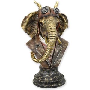 Beeld - Olifant als piloot - Resin - 34,2 cm hoog
