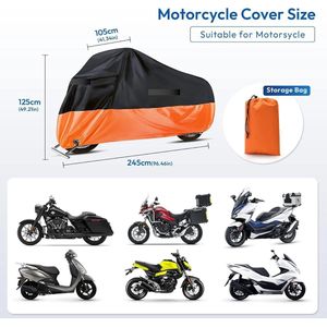 Nevolis Waterproof Motorcycle Cover Large XXL for Motorcycles Scooters High Heated with or without Trunk XXL Black Orange .