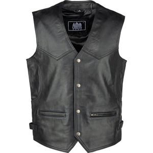 Urban 5884® Billy -Leren vest heren zwart lams leer gewaxt XXXL