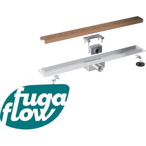 FugaFlow Eccelente Anta douchegoot badkamer - 90cm - met vloerflens - met rooster - geborsteld koper - Black Friday -