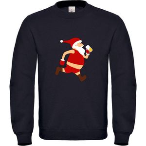 Kerstman hardlopen met bier Trui - kerst - christmas - kerstmis - feestdag - grappig - sweater - unisex
