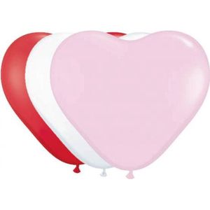ballonnen Hart 30 cm latex rood/roze/wit 8-delig