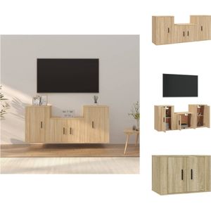 vidaXL TV-meubelset - Sonoma eiken - Klassiek design - Ruime opbergruimte - Wandgemonteerd - Stofvrije deuren - 3-delige set (B x D x H) 57 x 34.5 x 40 cm | 2 x 40 x 34.5 x 60 cm - Kast
