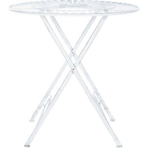 In And OutdoorMatch Tuintafel Patricia - 71x71x71cm - Metalen Tafel - Antieke Stijl - Wit