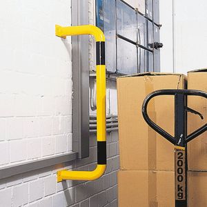 Beschermbeugel voor wand, 300 mm, geel zwart 750 x 300 mm