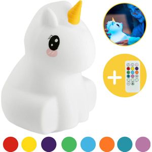 Nachtlampje Baby met Afstandsbediening - USB Oplaadbaar - 8 Kleuren - Leeslamp - Kinderen - Unicorn - Eenhoorn - Groot