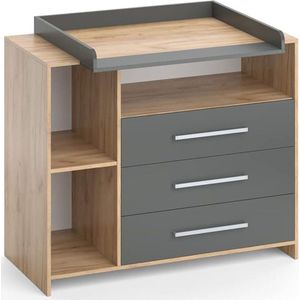 DailySupplies® Commode Baby - Verzorgingstafel - Luiertafel - Babykamer - Grijs met Bruin