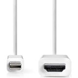 Nedis Mini DisplayPort-Kabel - DisplayPort 1.2 - Mini-DisplayPort Male - HDMI Connector - 21.6 Gbps - Vernikkeld - 2.00 m - Rond - PVC - Wit - Label