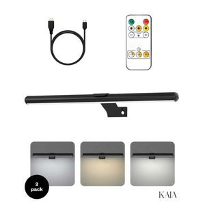 Set van 2 Oplaadbare Schilderijverlichting Extra Breed- Draadloze Wandlamp - Draadloze Schilderijverlichting Oplaadbaar - Touch en remote - Dimbaar LED 3000K/4000K/6500K - Oplaadbare Schilderijlamp Snoerloos - Sterke Accu Schilderijlamp - Zwart