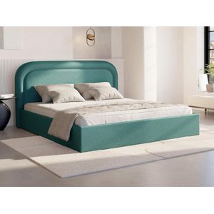 Vente-unique Bed met opbergruimte 160 x 200 cm - Gevlamde stof - Blauwgroen - FIREZA L 172 cm x H 90 cm x D 215 cm