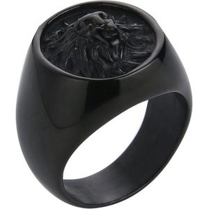 Mendes heren ring Leeuw Edelstaal Zwart-18mm