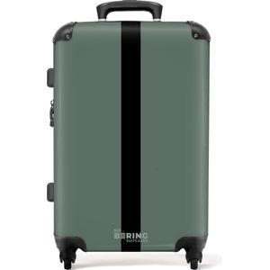 NoBoringSuitcases.com® - Koffer groot - Rolkoffer lichtgewicht - Groen met zwarte streep - Reiskoffer met 4 wielen - Grote trolley XL - 20 kg bagage