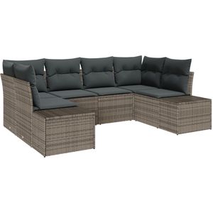 vidaXL - Tuin - Sofa - Set - 6-delige - Set - Grijs - Rattan - Tuin - Sofa - Set