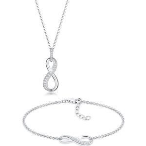 Elli Dames Sieraden Set Dames Infinity met Zirkonia in 925 Sterling Zilver