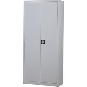 Metalen archiefkast - 180 x 80 x 38 cm - Licht grijs - Met slot - draaideurkast, kantoorkast, garage kast - AKP-102 - Povag