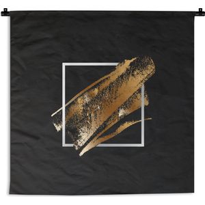 Wandkleed Goud Geverfd - Gouden verfstrepen met een zwarte achtergrond Wandkleed katoen 60x60 cm - Wandtapijt met foto