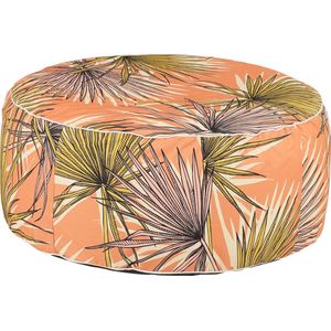 Mica Decorations Nuno Opblaasbare Poef met Palm Bladeren - H23 x Ø53 cm - Oranje