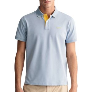 Gant Contrast Piqué Poloshirt Lichtblauw - Maat XXL - Heren