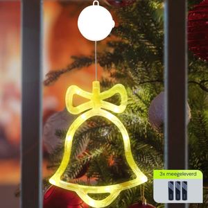 Kerstverlichting Raam Kerstbel - 20x16cm - Inclusief Batterijen - Kerstversiering met Zuignap