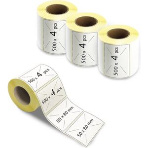 Zelfklevende etiketten, 80 x 50 mm, 1 rol etiket x 500 stuks per rol = 500 etiketten, compatibel met labelprinters, DHL-UPS-DPD, adresetiketten, zelfklevend, 8 x 5 cm